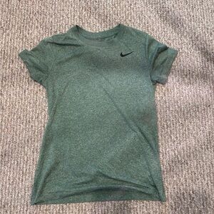 Nike Heathered Green Short Sleeve Performance Tee with Black Swoosh